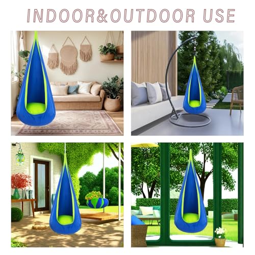 Kids Sensory Swing with 360° Rotation & Adjustable Height – Indoor/Outdoor Pod Swing for Autism, Durable, Safe with Four-Hole Screws, Supports Up to 176lbs – Complete Accessories Kit(Blue) - Image 8