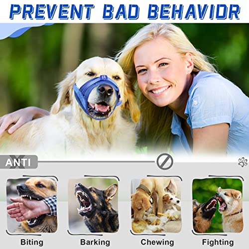 Gogopaw Dog Muzzle Soft Air Mesh Muzzle For Large Dogs, Adjustable Pet Muzzle For Small Medium Dogs To Drink Freely, Breathable Reflective Muzzle For Dogs To Prevent Biting Barking(Blue,S) #TOP4
