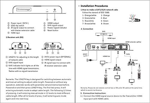 Up to 40m/131ft with Loop-Out Local Display,LKV712Pro HDMI POE Extender 1080P@60HZ 1x2 Splitter Device Over CAT6/6A/7/8 Cable,Support IR Remote Control,EDID Function
