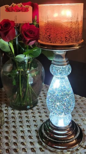 Silver Swirling Glitter Pedestal Compatible With Bath And Body Works 3-Wick Candles #TOP6