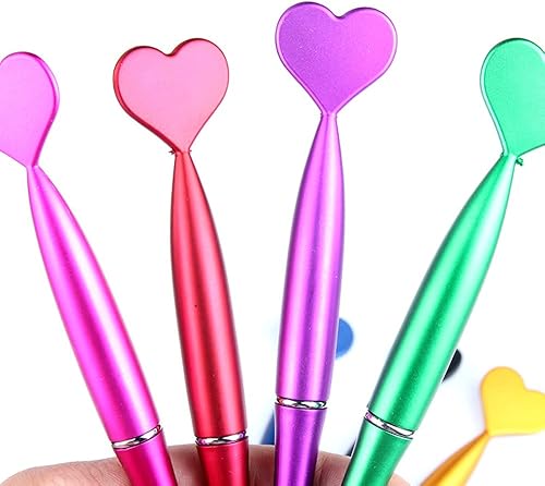 Miniatura 6 de JKJF 8 bolígrafos en forma de corazón, bolígrafo de tinta de gel con forma de corazón, bolígrafos de punta redonda para escuela, oficina, papelería,