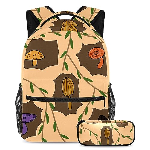 Sac à dos champignons colorés avec trousse pour accompagner la rentrée