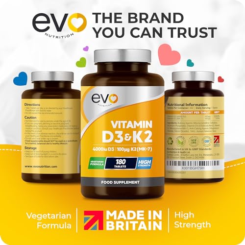 Vitamin D3 4000iu & Vitamin K2 100ug (MK7) |180 D K Vegetarian Tablets | 1-A-Day | 6 Month Supply | High Strength | Vitamin D K2 Supplement | Made in the UK | Cholecalciferol & Menaquinone - Image 2
