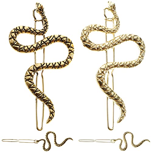4PCS Snake Shaped Hair Clips Snake Hair Barrettes Metal Halloween Ornament for Women Girls