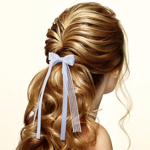 2 piezas de moños azules para el cabello con clip miniatura 4