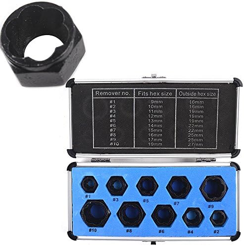 Reelva 10pcs 3/8" Drive Socket 9-19mm Damaged Nut Stud Extractor Bolt Remover Locking