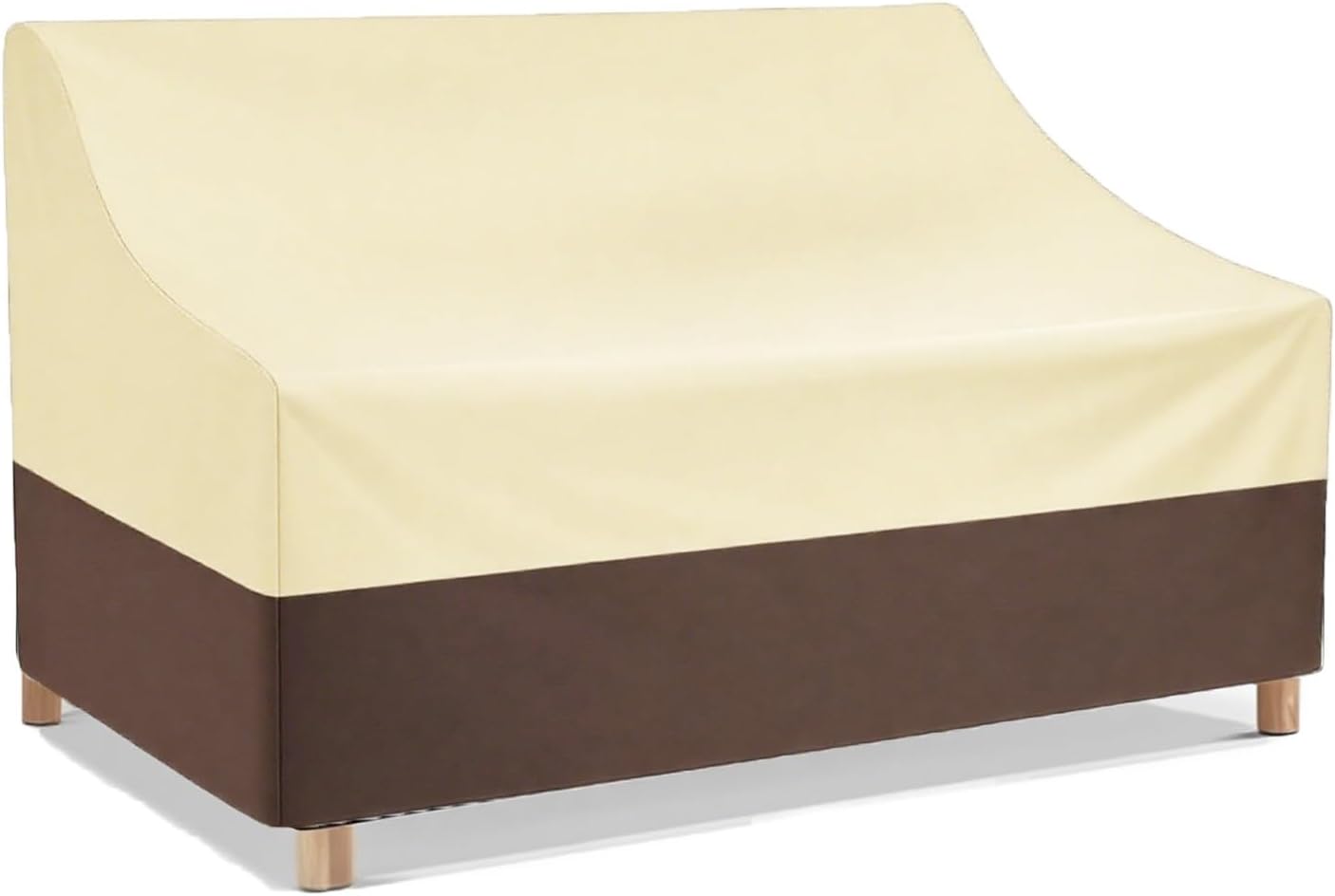 Waterproof Couch Cover, Patio Chair Covers for Outdoor Furniture, Heavy-Duty 2-3 Seat Loveseat Sofa Protective Covers for Garden Lawn Backyard Deck(Beige+Brown,33x31x36in)