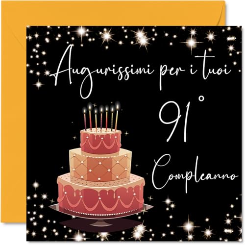 Tarjeta de cumpleaños número 91 para mujer, elegante y con estilo, tarjetas de feliz cumpleaños para mujer de 91 años, madre, bisabuela, abuela, 145 mm, noventa y uno, noventa y primer cumpleaños