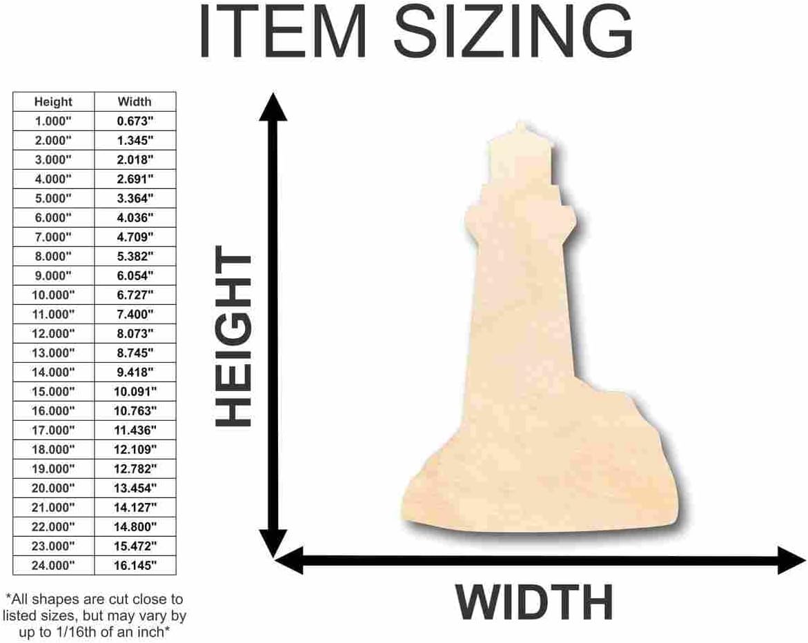Unfinished Wood Lighthouse Shape Ocean Beach Nursery Craft up to 46" DIY 18" / 3/4"
