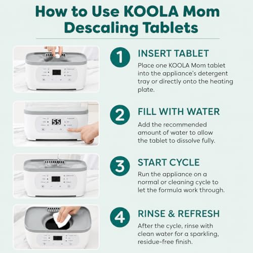 Image of Descaling Tablets for Bottle Washer & Warmers (20 Count) - Descaler Tablets, Removes Limescale Milk Residue & Mineral Buildup Compatible with Momcozy, Baby Breeza, Grownsy & All Bottle Washers
