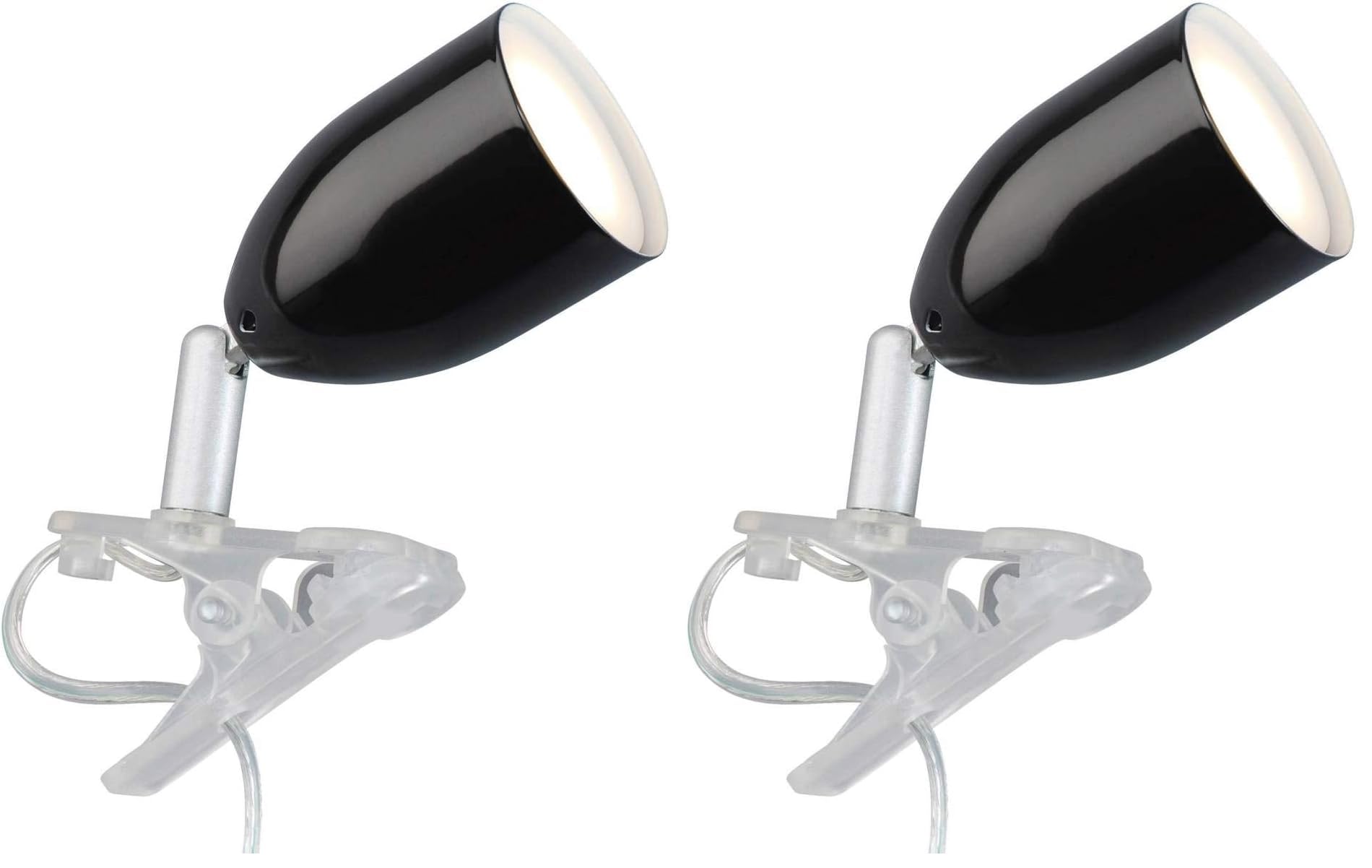 Brilliant Lampe Leo LED Klemmleuchte schwarz | 1x LED-PAR51, GU10, 3W LED-Reflektorlampe inklusive, (240lm, 2700K) | Mit Schnurzwischenschalter (Packung mit 2)