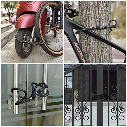 Acrunu Bike Cable Lock Engineering Lock Cylinder Anti-Theft Advanced Matte Texture Stainless Steel Lock Connector With Mounting Bracket & Fixing Strap (47.2 In) #TOP5