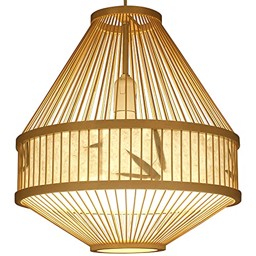 Plafonnier rétro à tête unique et lustre de plafond en bambou durable