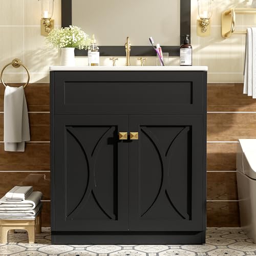 30 Inch Black Bathroom Vanity with Sink,Modern Freestanding Bathroom Vanity