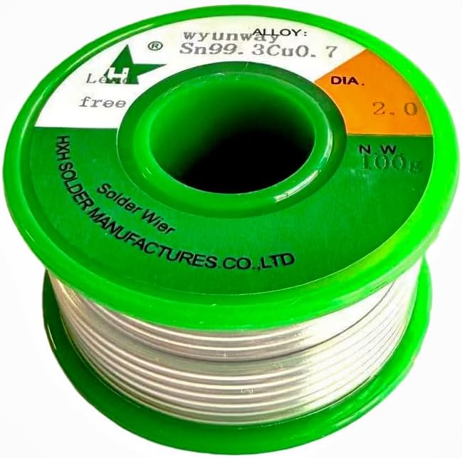 2.0mm Sn99.3 Cu0.7, Solder Wire for Plumbing Solder/Stained Glass/Crafts/Jewelry, 100g, (100g(2.0mm))