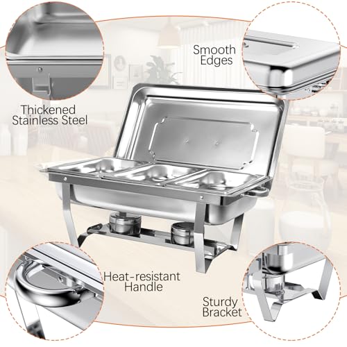 image for PRIJESSE Chafing Dish Buffet Set, 8QT Stainless Steel Chafer with 1/3 
