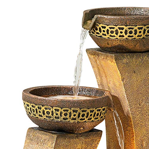 Four Bowl Outdoor Floor Water Fountain 41" High Cascading For Garden Patio Yard Deck Home Lawn Porch House Relaxation Exterior Balcony - John Timberland #TOP2