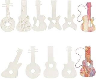 PH PandaHall 9 Styles Unfinished DIY Wood Guitar 9pcs Blank Wooden Guitar Cutouts Unfinished Wood Musical Instrument Musical Craft Project for Painting Art Crafts Christmas Birthday Theme Party Gift