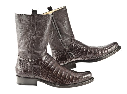 Dress Boots with Zipper by Cuadra - Chocolate and Black - Cayman Leather - Handmade - Sizes from 7 to 11 (7 D(M) US, Chocolate)