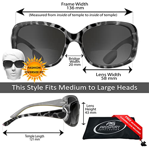 Image of proSPORT Womens Bifocal Reader Sunglasses Oversized Jackie O UV400 Scratch Resistant Fashion Eyewear Outdoor Pool Beach Use
