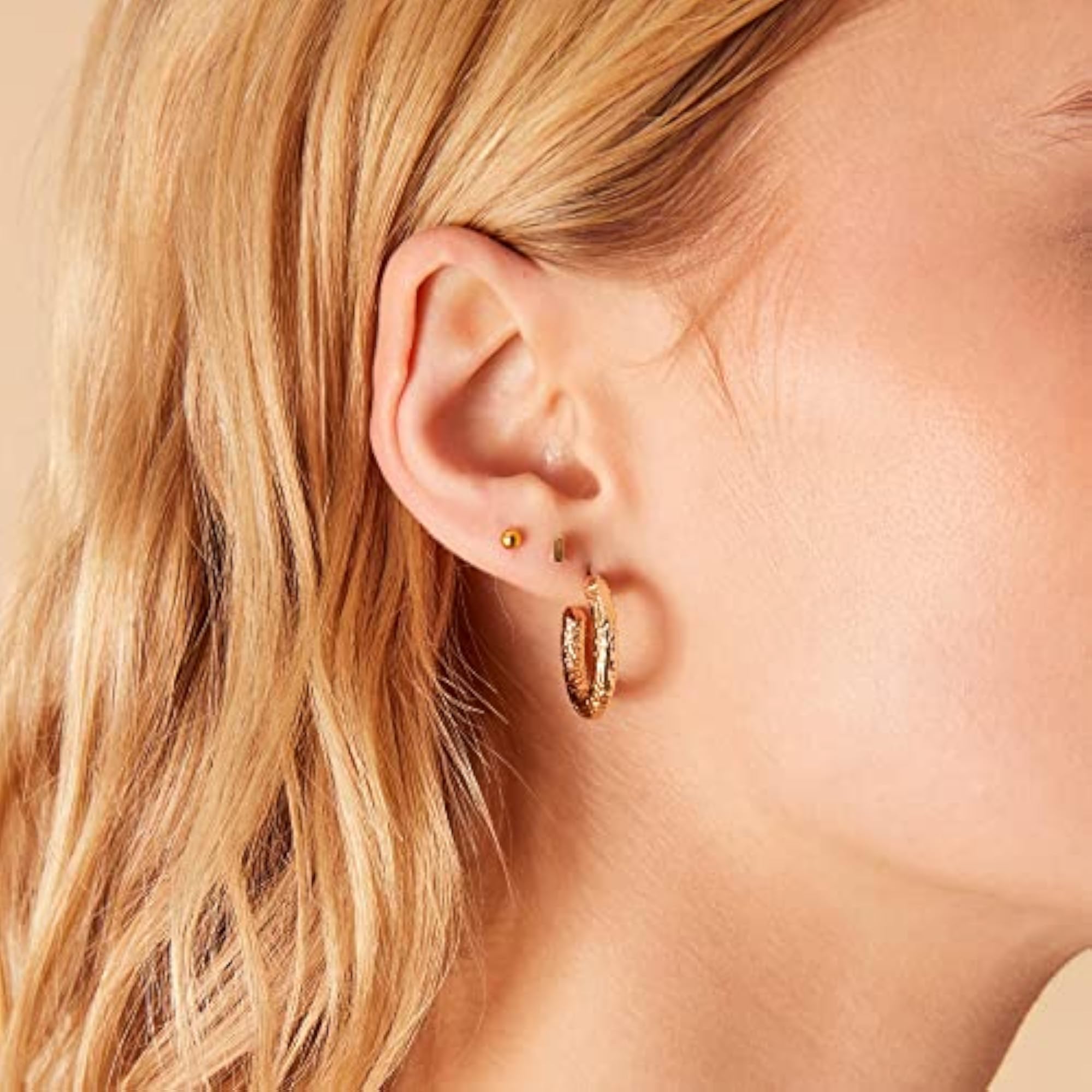 London Textured Tube Hoops Earring