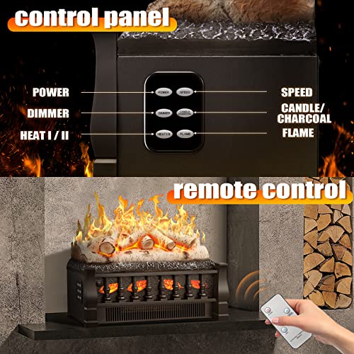 Image of Antarctic Star 21 Inch Electric Fireplace Log Heater Remote Control Realistic Flame Effect Ember Bed, Leaves Pattern, Overheated Protection, Adjustable Brightness&Speed, Indoor Use（750W /1500W）