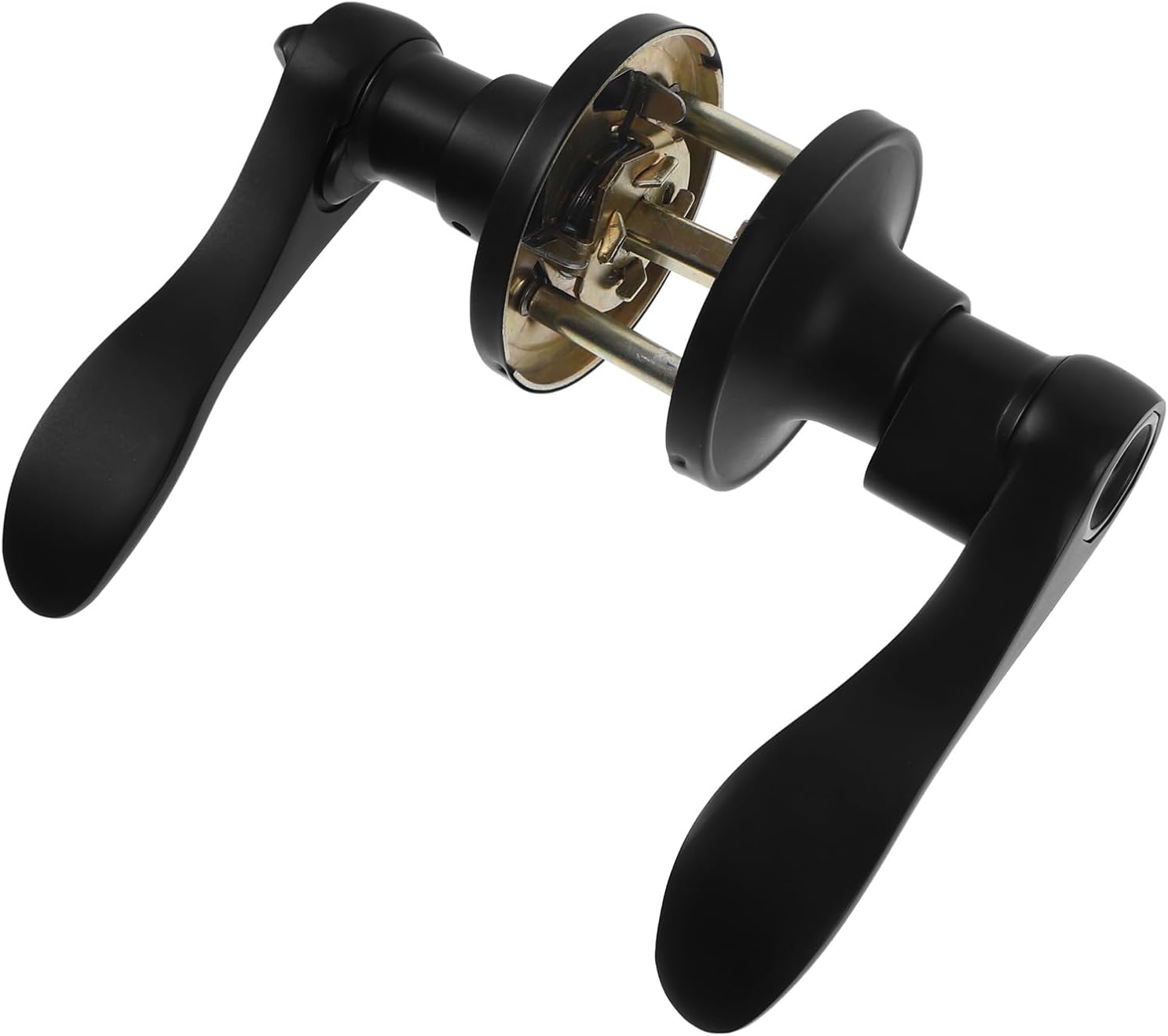 Kisangel Bedroom Door Lever Lock with Privacy Function, Black Round Hole Handle, Single Piece, Interior Door Lock for Bedroom and Bathroom Use