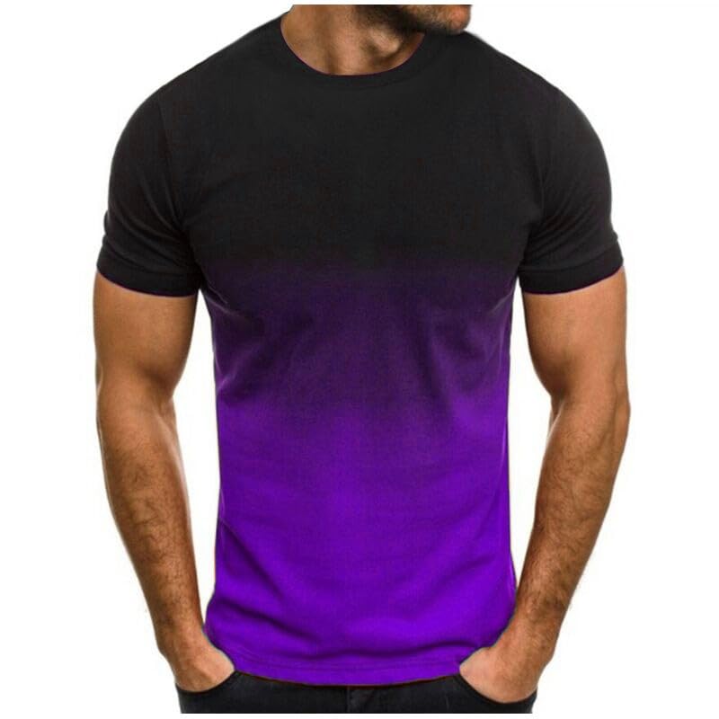 Mens Shirts Crewneck Short Sleeve Summer Beach Shirt Causal Stylish Gradient Graphic Tee Shirts Fashion Clothes