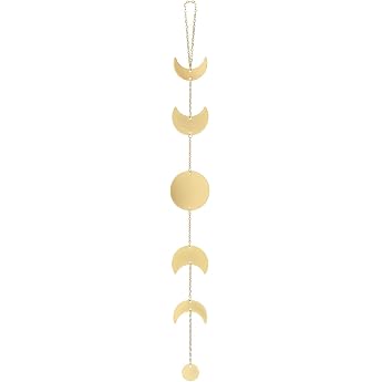 Mkouo Moon Phase Wall Decoration Boho Gold Metal Hanging Celestial Art