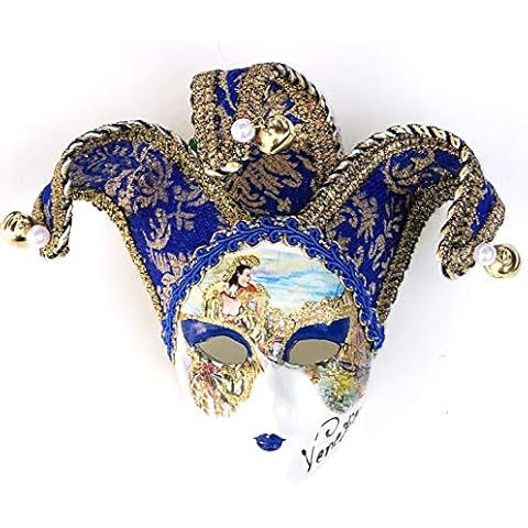 Royal Blue Brocade Jollini Miniature Ceramic Venetian Mask Cover