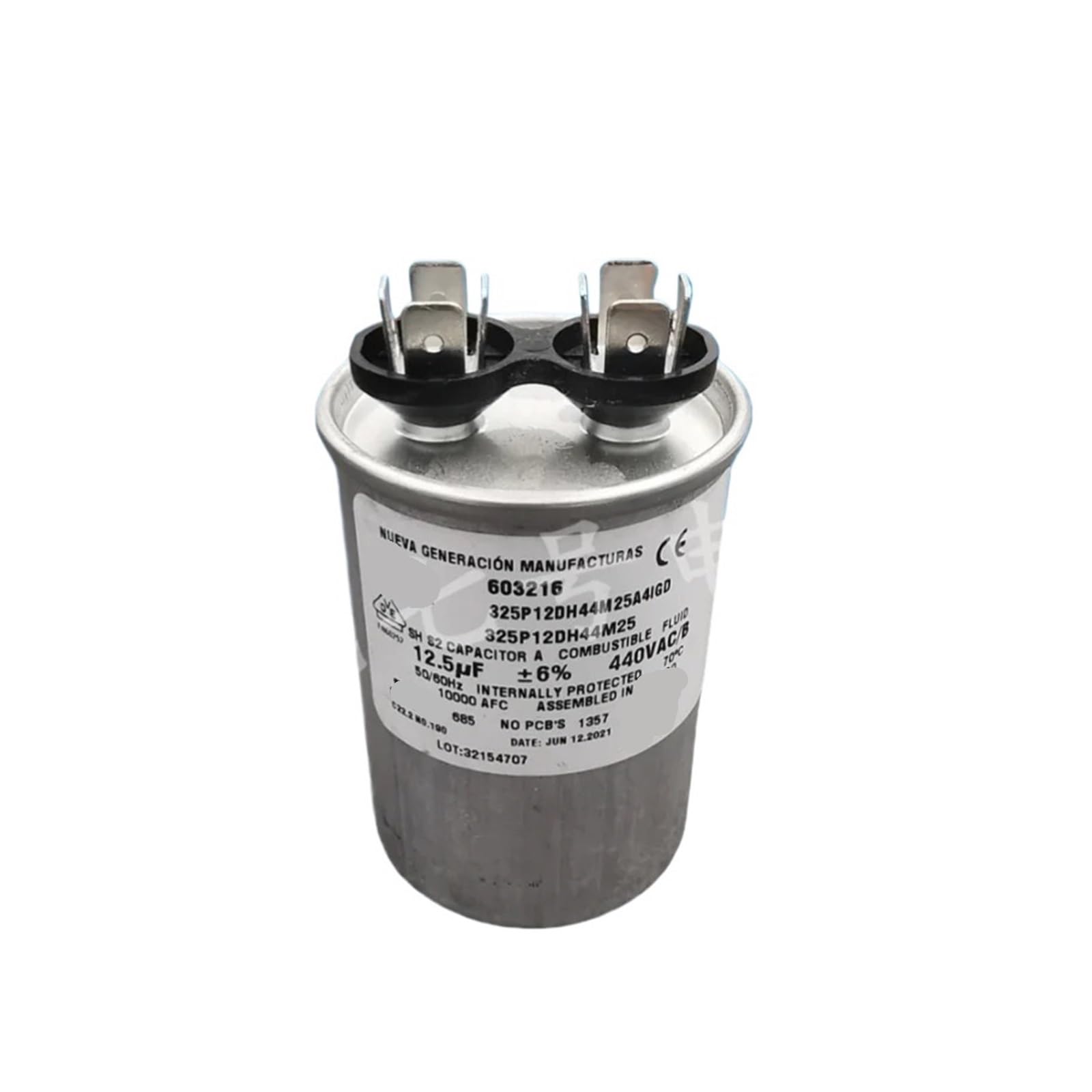Condensateur 12,5uF 440VAC permanent de moteur 325P12DH44M25