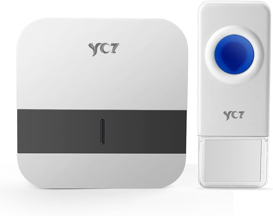 YCZ Wireless Doorbell Chime IP55 Waterproof Operating at Over 1000 Feet Range with 52 Kinds of Ring Tones. No Batteries Required for Receiver
