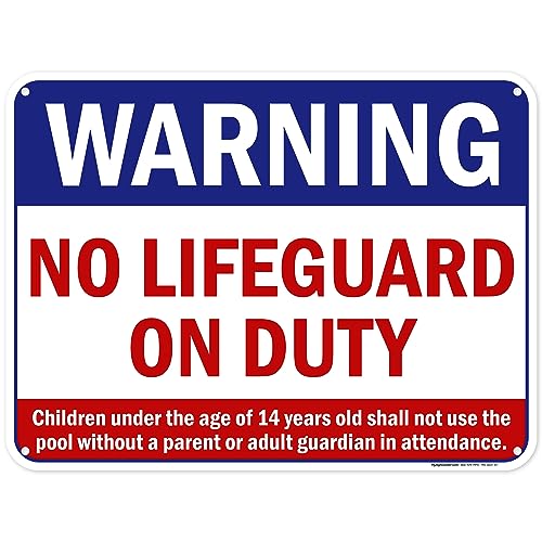 Warning No Lifeguard On Duty Sign, Pool Sign, 18x24 Inches, 55 mil thick HDPE (high density polyethylene), Made in USA by My Sign Center