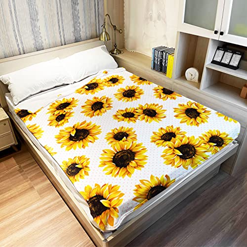 Yisumei Sunflower Blanket Floral Print Throw Blanket Soft Warm Lightweight For Chair Sofa Couch Girl Adult Women Gift For Birthday Christmas 60"X80" #TOP1