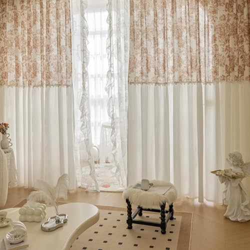 Rideaux transparents en voile patchwork fleurs coton polyester - 2