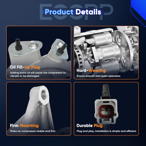 Image of ECCPP AC Compressor with Clutch 2013-2015,2018 for Nissan Altima V6 3.5L Fast Cooling Air Conditioning Compressor