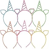 ❤【Mano de obra exquisita】: La diadema de unicornio está diseñada con hermosos cuernos, orejas brillantes y decoraciones florales, que pueden agregar mucha diversión y risas a la fiesta.