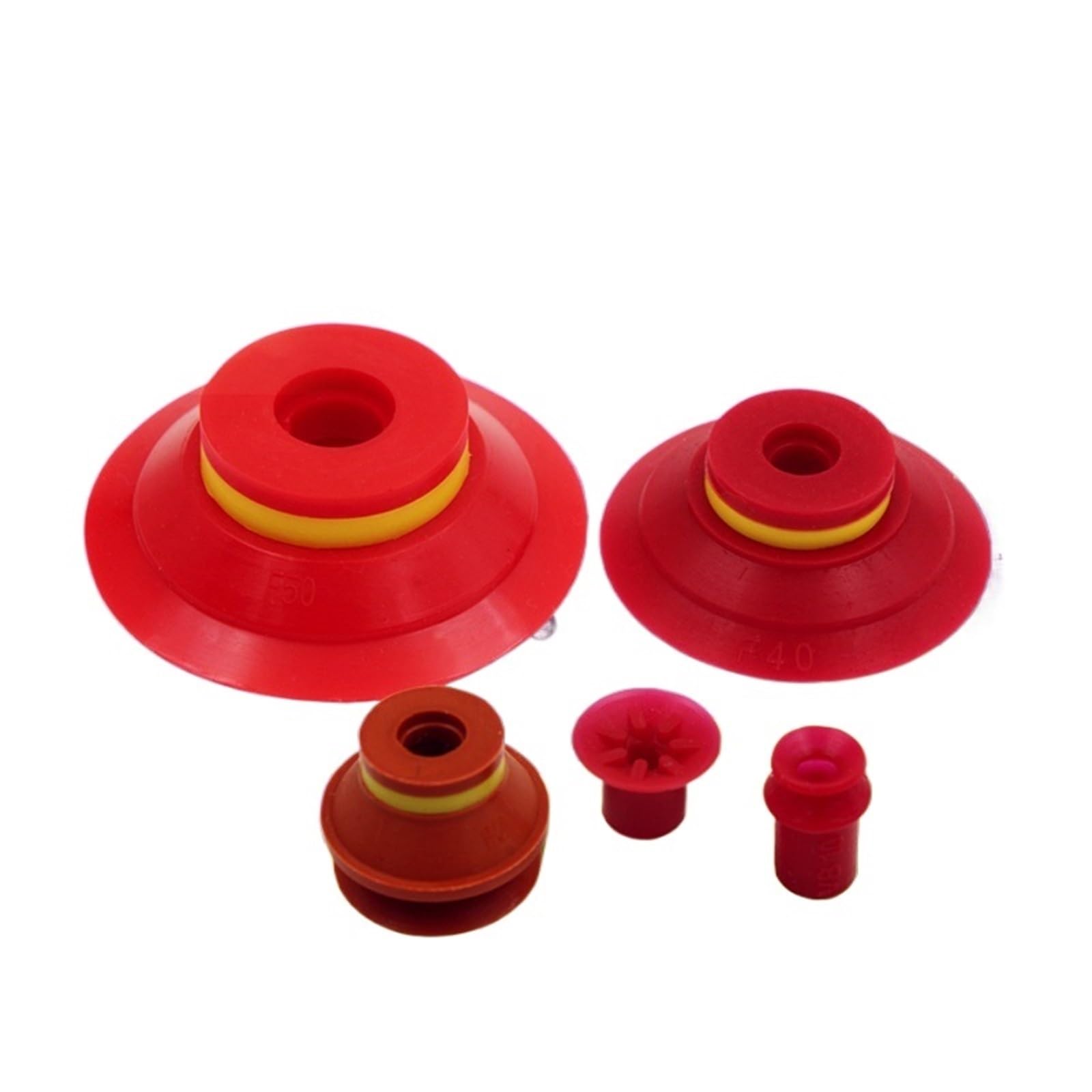 10 ventosas de silicona roja de una o dos capas, resistentes a altas temperaturas y al aceite, con boquilla VF VB. | 10 PCS vacuum sucker red silicone sucker single/double layer of resistance to high temperature oil c(VF-25 Red)