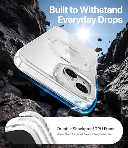 Image of for iPhone 14 Case /iPhone 13 case, Compatible with MagSafe, Slim Shockproof Military-Grade Rugged Protective Case with Stand, Camera Control, Comfort Grip (C-Clear, iPhone 13 /14)