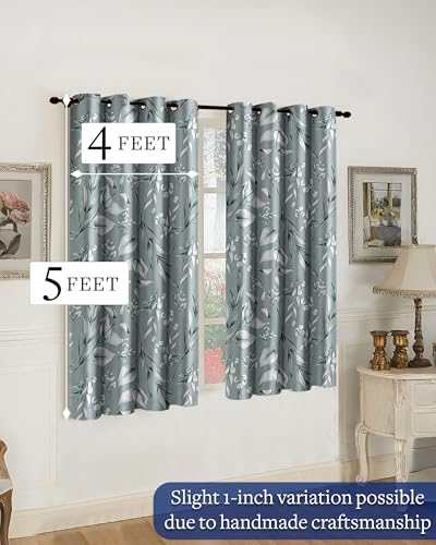Image of Cloth Fusion Printed 100% Blackout Window Curtains 5 Feet Long Set of 2
