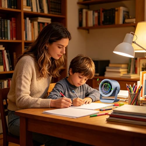 Ventilateur de table LED rechargeable à 3 vitesses pour bureau - 3