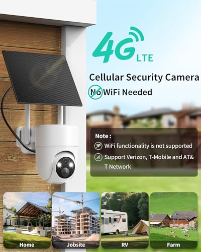 Image of LIWAN 4G LTE Cellular Security Cameras Wireless Outdoor 2-Pack, Solar Powered No WiFi Security Camera with SIM Card, 2K HD Color Night Vision, 360 View Off-Grid Cam for Farm, Cabin, Construction Site