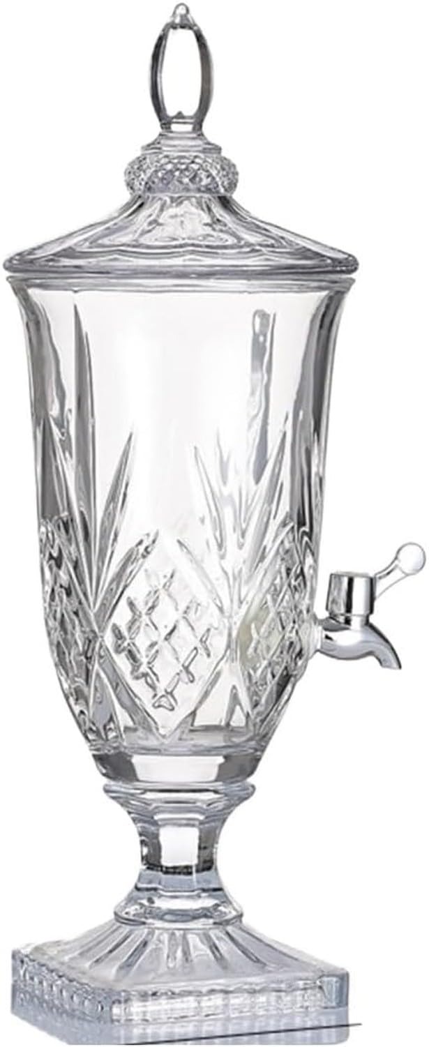 Kryształowy dzbanek do napojów z kranikiem, 1,5L embosowany pojemnik na sok, wodę lub wino, Przezroczysty, 17x48cm