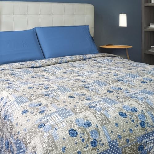 Home Tresor - Copriletto Matrimoniale Primaverile Estivo | Trapuntino Quilt Leggero 100 gr/mq | Copriletto 2 Piazze Fantasie Moderne Ampia Misura cm. 250 x 250 Floreal 5
