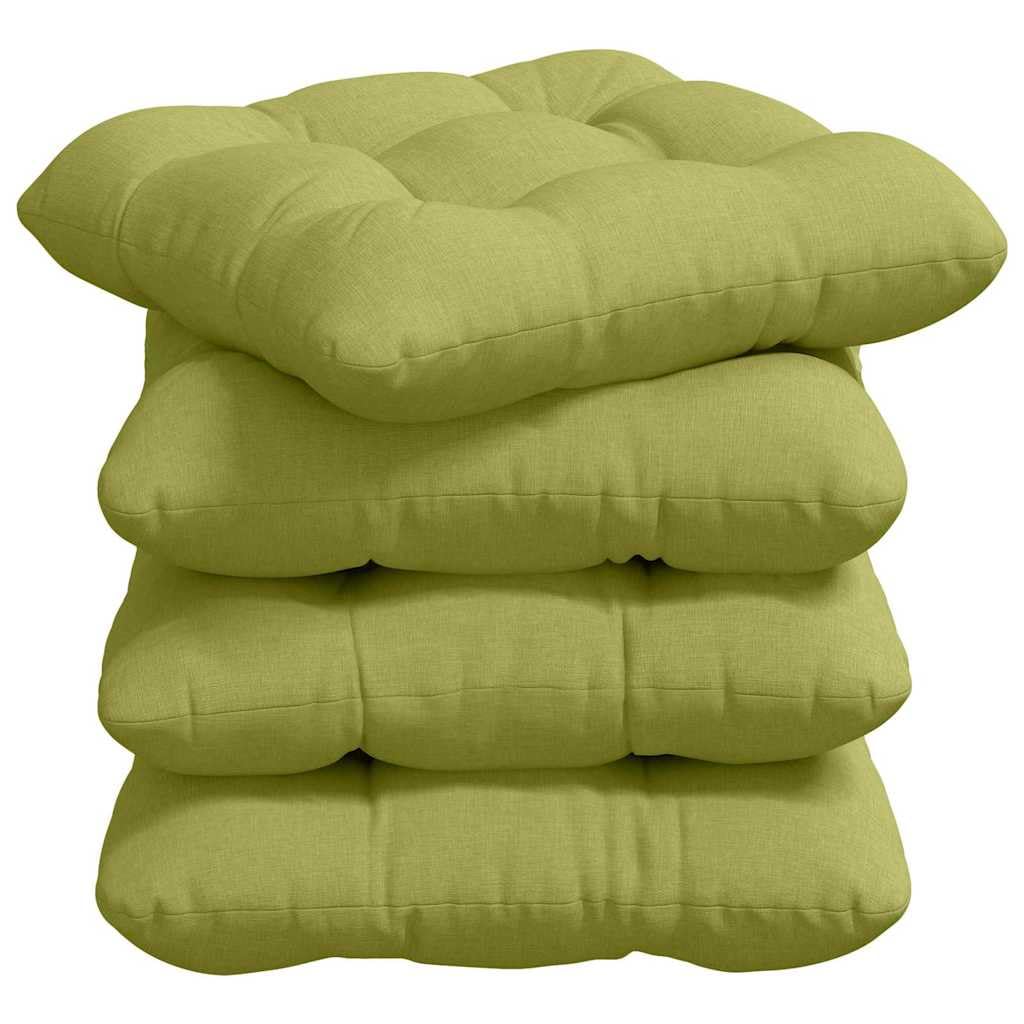 4er Set Sitzkissen 45x45x12cm Stoff Hellgrün | Bequeme Stuhlpolster mit abnehmbarem Bezug und dicker Füllung für gemütliche Stunden im Wohnzimmer.