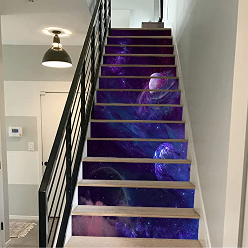 Vinilos autoadhesivos 3D para escaleras pegatinas impermeables espacio galaxia 3