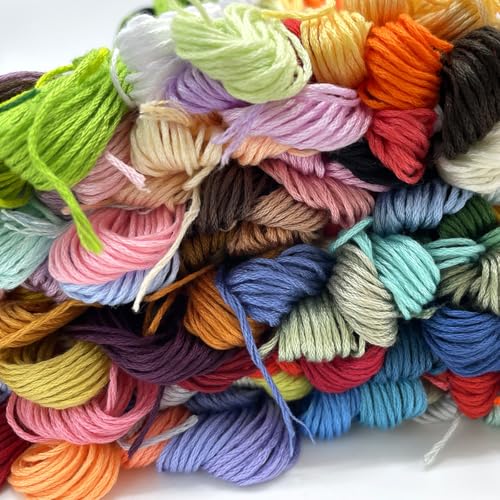 Image of Bracelet String Kits, 200 Colors Rainbow Color Embroidery Thread, Cross Cotton Stitch Embroidery Thread, Bracelet Yarn with 20 Plastic bobbins(200 Color)