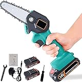 Mini Motosierra inalámbrica de Mano con Cargador y 2 baterías, Motosierra eléctrica portátil de 4 Pulgadas y 24V/36V/42V, Sierra De Podar Eléctrica, Velocidad de Corte Ajustable, para Corte de Madera