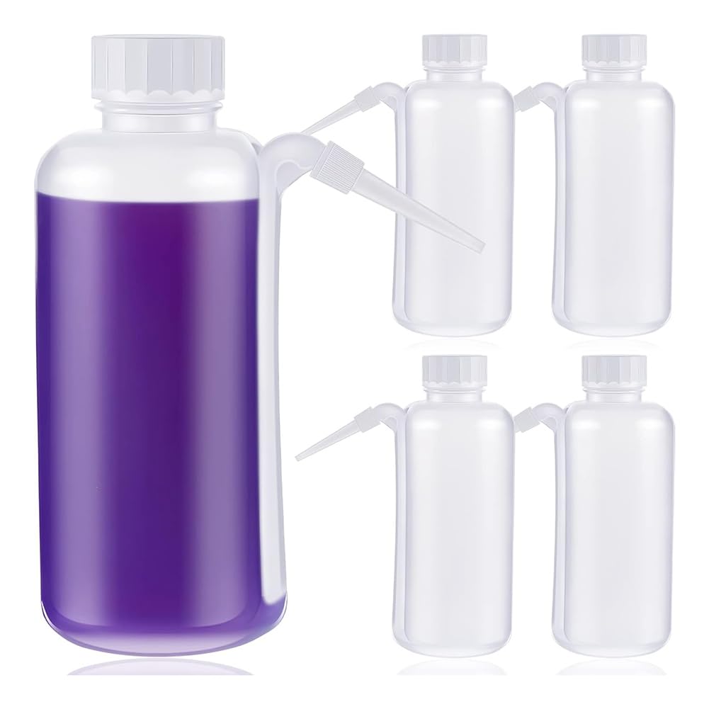 Yuyyurt 5 Pieces Communion Cup Filler No Drip Squeeze Bottle Communion Juice Dispenser with Side Straw Church Bottle 17 Oz