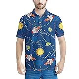 UIUKDWUC Camiseta clásica de manga corta para hombre, diseño de animales, a rayas, Nave espacial, S